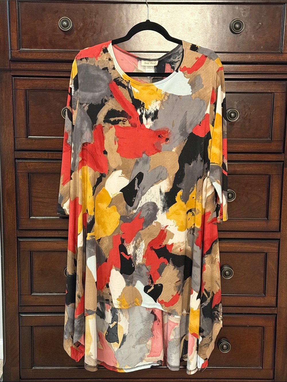 Multicolor Abstract Print Women's Pants Suit - Picture 2 of 6